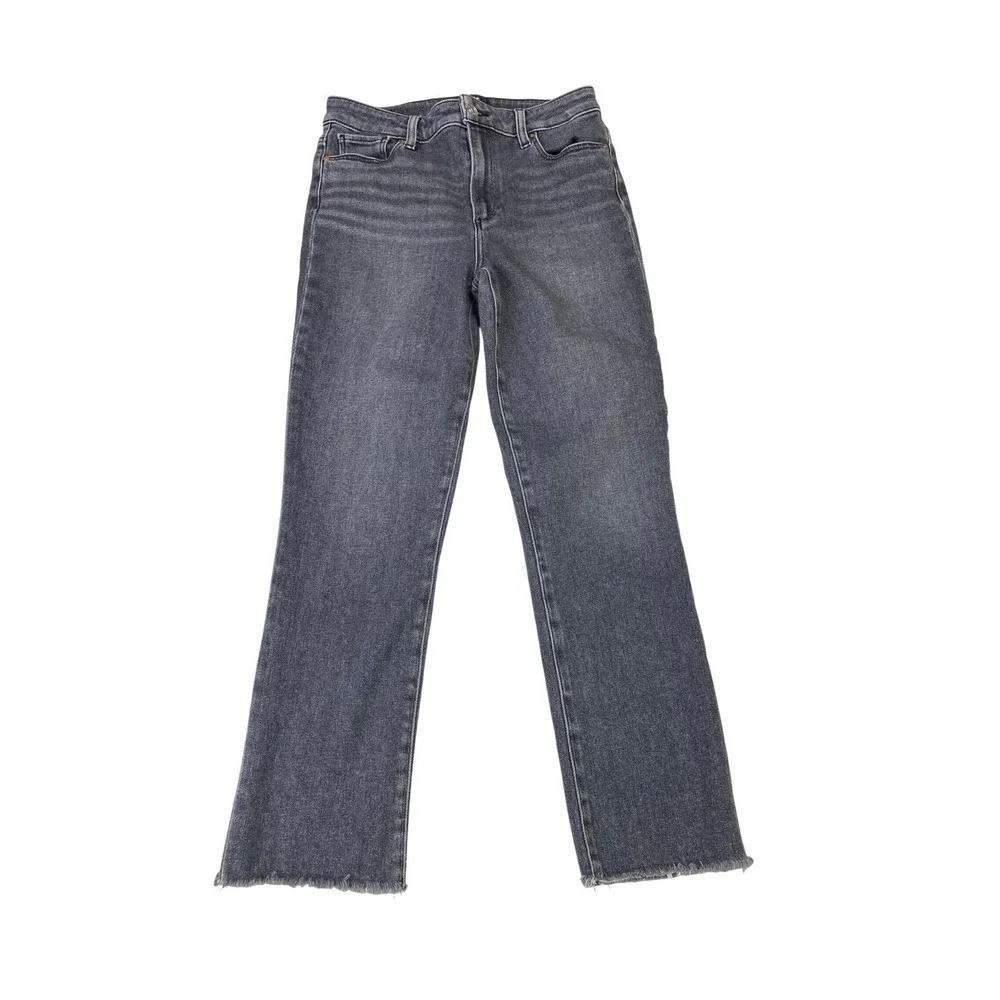 Paige Cindy High Rise Straight Leg Jeans 28 Ash Black Raw Hem Casual Grunge